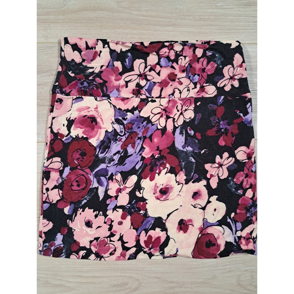 Wet Seal Floral Mini Skirt Pink Purple Black Cotton Blend Size Medium